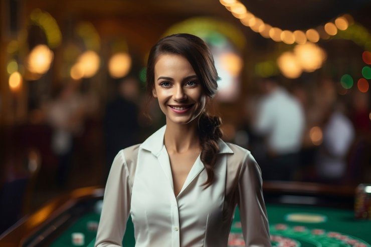 Antarmuka American Roulette qiuqiu1221 di layar ponsel dengan dealer dan area taruhan